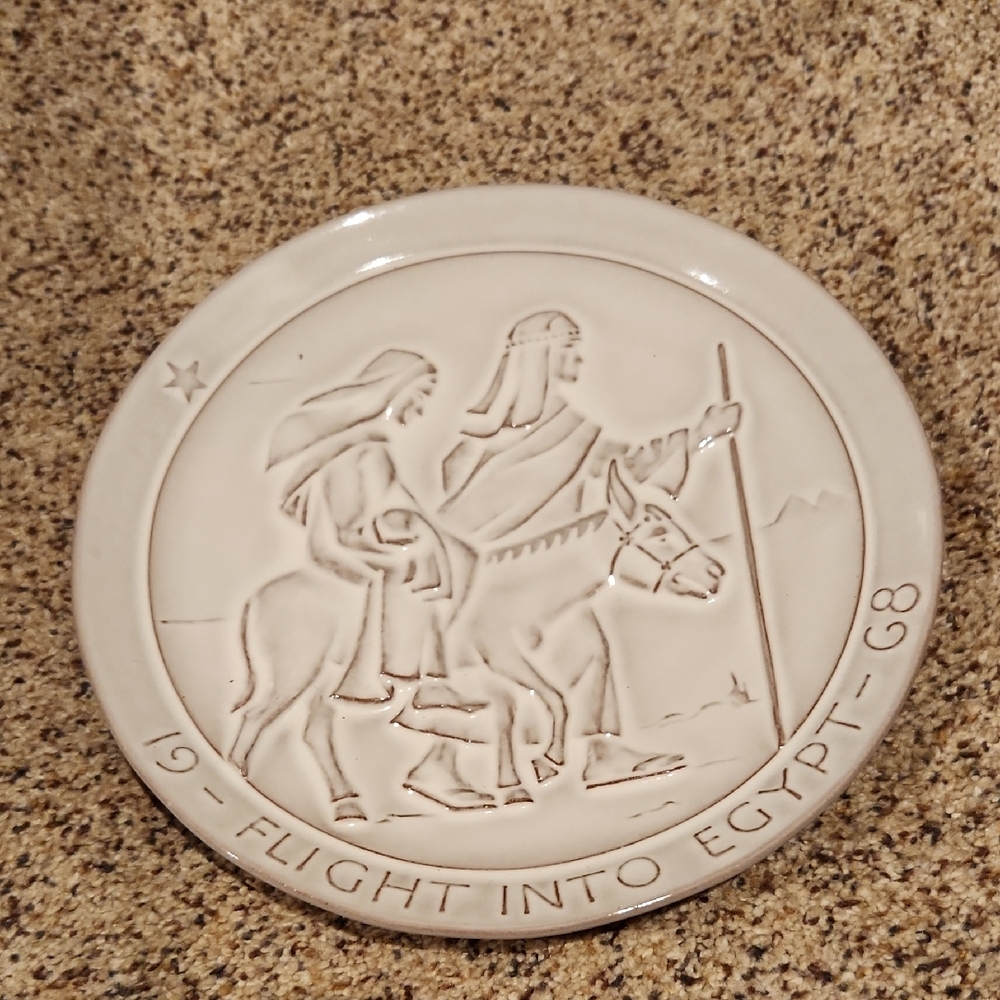 1968 Frankoma "FLIGHT INTO EGYPT" scene Christmas Ceramic Plate
